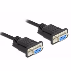 DeLOCK Serial Cable RS-232 D-Sub 9 female to female null modem with narrow plug housing - Full Handshaking - 10 m, Noir, 10 m ...