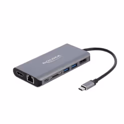 DeLOCK 87683, Avec fil, USB 3.2 Gen 1 (3.1 Gen 1) Type-C, 10,100,1000 Mbit/s, Gris, SD, SDHC, SDXC, 4K Ultra HD