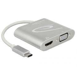 DeLOCK 87705 câble vidéo et adaptateur 0,15 m USB Type-C HDMI + VGA (D-Sub) Argent
