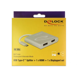 DeLOCK 87716 câble vidéo et adaptateur 0,1 m USB Type-C HDMI + DisplayPort Argent