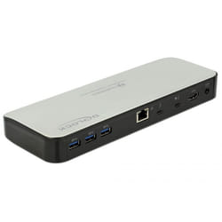 DeLOCK 87725 station d'accueil Avec fil Thunderbolt 3 Noir, Argent