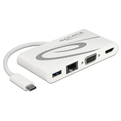 DeLOCK 87731 station d'accueil USB 3.2 Gen 1 (3.1 Gen 1) Type-C Gris, Blanc