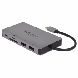 DeLOCK 87735, Avec fil, USB 3.2 Gen 1 (3.1 Gen 1) Type-C, Gris, SD, SDHC, SDXC, 3840 x 2160 pixels, 110 mm