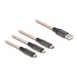 DeLOCK 88158, 1,2 m, USB A, USB C/Micro-USB B/Lightning, USB 2.0, Transparent