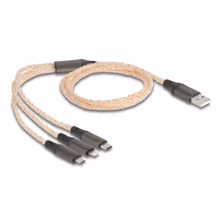 DeLOCK 88158 câble USB 1,2 m USB 2.0 USB A USB C/Micro-USB B/Lightning Transparent