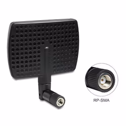 DeLOCK 88447, 7 dBi, 2.4 - 5.8 GHz, IEEE 802.11b, IEEE 802.11g, IEEE 802.11n, 50 Ohm, Antenne directionnelle, RP-SMA
