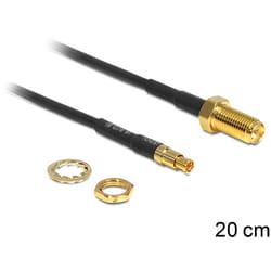 DeLOCK 88483 câble coaxial RG-174 0,2 m RP-SMA TS-9 Noir