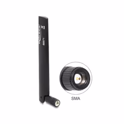 DeLOCK 88571, 3 dBi, 5 Ohm, Antenne omni-directionnelle, RP-SMA, Mâle, Polarisation verticale