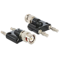 DeLOCK 88572 changeur de genre de câble BNC 2 x 4 mm Banana Noir, Argent