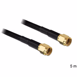 DeLOCK RP-SMA - RP-SMA, 5m, 5 m, RP-SMA, RP-SMA, Noir