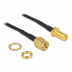 DeLOCK 88876, 0,2 m, RP-SMA, Noir