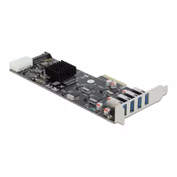 DeLOCK Carte PCI Express x4 vers 4 x externe SuperSpeed USB (USB 3.2 Gen 1) USB Type-A femelle Quad Channel - Facteur de forme à profil bas