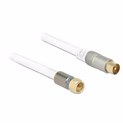 DeLOCK 1m RG-6/U, 1 m, RG-6/U, F, IEC, Blanc