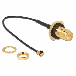 DeLOCK 89584 câble coaxial RP-SMA MHF Noir, Or