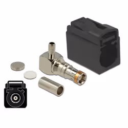 DeLOCK 89713, FAKRA A, Mâle, 90°, Or, Noir, Acier inoxydable, Laiton, Cuivre, Nickel, Plastique