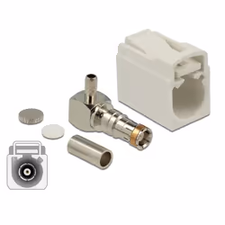 DeLOCK 89714, FAKRA B, Mâle, 90°, Or, Acier inoxydable, Blanc, Laiton, Cuivre, Nickel, Plastique