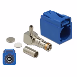 DeLOCK 89715, FAKRA C, Mâle, 90°, Or, Bleu, Acier inoxydable, Laiton, Cuivre, Nickel, Plastique