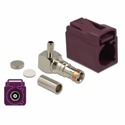 DeLOCK 89716, FAKRA D, Mâle, 90°, Or, Acier inoxydable, Violet, Laiton, Cuivre, Nickel, Plastique