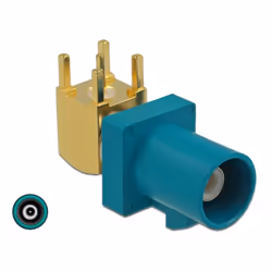 DeLOCK 89774, FAKRA C, Mâle, 90°, Or, Bleu, Or, Acier inoxydable, Laiton, Bronze, Nickel, Plastique