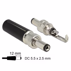 DeLOCK 89916, DC, Noir, Acier inoxydable, Nickel, 18 V, 2 A, 2,5 mm