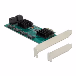 DeLOCK Carte 8 ports SATA PCI Express x1 - Facteur de forme à profil bas, PCIe, SATA, Profil bas, Noir, Vert, Gris, 6 Gbit/s, ...