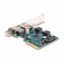 DeLOCK 90106, PCIe, USB 3.2 Gen 2 (3.1 Gen 2), Profil bas, PCIe 3.0, SATA 15 broches, Vert, Gris