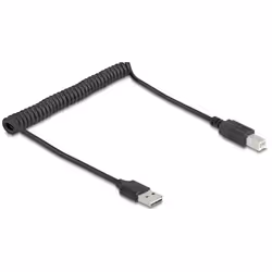 DeLOCK 90130, 0,8 m, USB A, USB A, USB 2.0, Noir