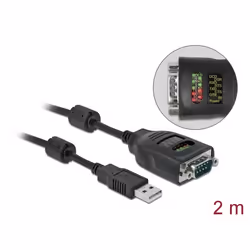 DeLOCK 90497 câble Série Noir 2 m USB Type-A RS-232 DB9