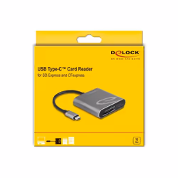DeLOCK 91000 lecteur de carte mémoire USB 3.2 Gen 2 (3.1 Gen 2) Type-C Gris