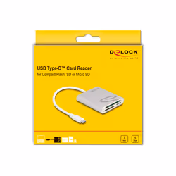 DeLOCK 91005 lecteur de carte mémoire USB 3.2 Gen 1 (3.1 Gen 1) Type-C Gris