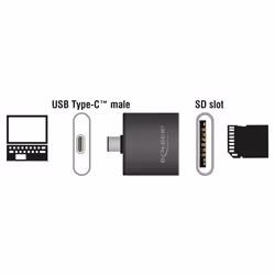 DeLOCK 91498 lecteur de carte mémoire USB 3.2 Gen 1 (3.1 Gen 1) Type-C Noir