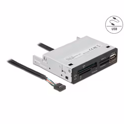 DeLOCK 91708 lecteur de carte mémoire USB 2.0 Interne Noir, Gris