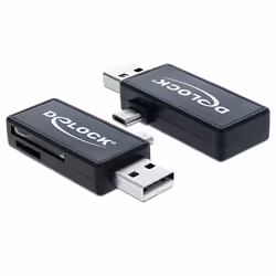 DeLOCK 91731, MicroSD (TransFlash), MicroSDHC, MicroSDXC, MMC, SD, SDHC, SDXC, Noir, USB 2.0, 55,2 mm, 28,7 mm, 9,2 mm