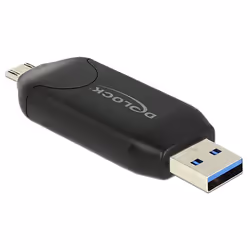 DeLOCK 91734, Clé USB (MS), MicroSD (TransFlash), MicroSDHC, MicroSDXC, MMC, SD, SDHC, SDXC, Noir, USB/Micro-USB, 21 mm, 64,5 ...