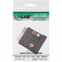 InLine 89959 câble vidéo et adaptateur SCART (21-pin) 3 x RCA + S-Video Noir