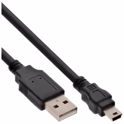 InLine 33107S, 1 m, USB A, Mini-USB B, Mâle/Mâle, 480 Mbit/s, Noir