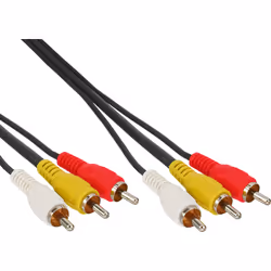 InLine 89603, 3 m, 3 x RCA, Noir, Or, 24/28, Mâle/Mâle