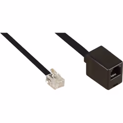 Rallonge téléphone modulaire - InLine® - RJ12 Mâle/Femelle - 2m - Câble plat 6-core - Noir