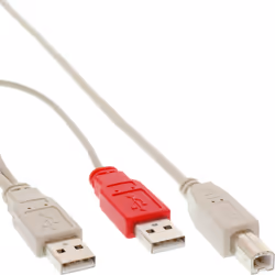 InLine 34510X, 1 m, 2 x USB A, USB B, Mâle/Mâle, 480 Mbit/s, Beige