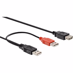 InLine 34510Z, 0,2 m, 2 x USB A, USB A, Mâle/Femelle, 480 Mbit/s, Noir
