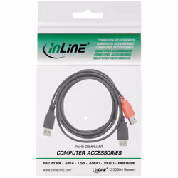 InLine 34510Z câble USB 0,2 m 2 x USB A USB A Noir