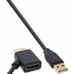 InLine 17600I changeur de genre de câble HDMI USB-A Noir