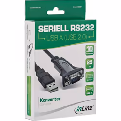 InLine 4043718121441 changeur de genre de câble USB A DB9 Noir