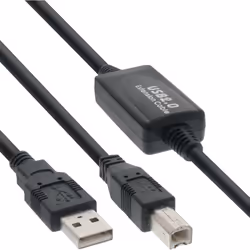 InLine 34511I, 10 m, USB A, USB B, Mâle/Mâle, 480 Mbit/s, Noir