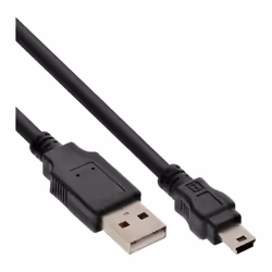 InLine 33107K, 0,5 m, USB A, Mini-USB B, USB 2.0, Mâle/Mâle, Noir