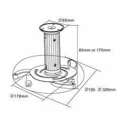 InLine 23134A support pour projecteurs Plafond Noir