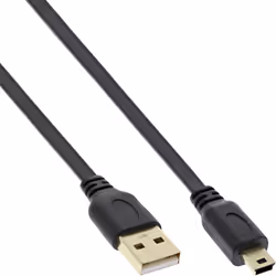 InLine 31820F, 2 m, USB A, Mini-USB B, USB 2.0, Mâle/Mâle, Noir