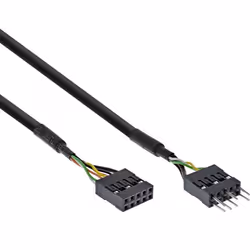 InLine 19995D, 9 pin, 9 pin, 0,4 m, Noir