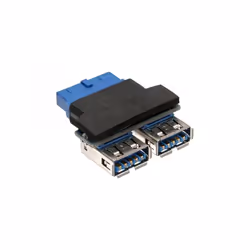 InLine 33444I, 2x USB A, USB 3.0 (19pin), 0,05 m, Noir, Bleu