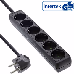 InLine 16461I, 1,5 m, Courbe, 1,5 mm², Noir, Plastique, 6 sortie(s) CA